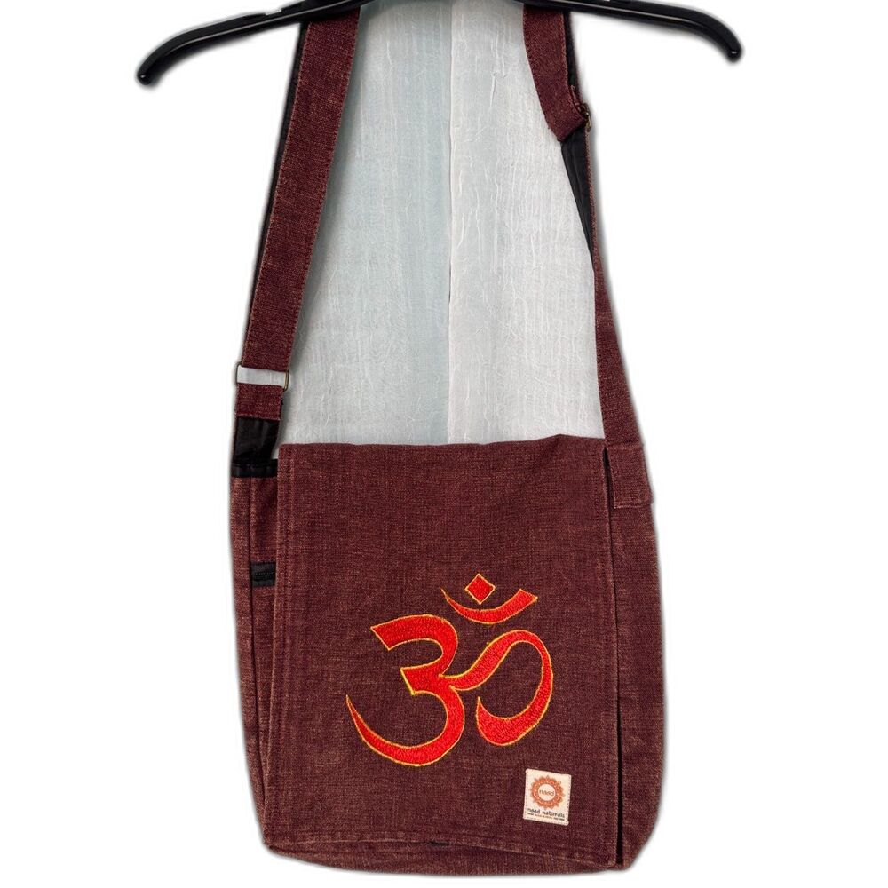 Vintage Boho Om Embroidered Cotton Messenger Bag Gypsy Sling Crossbody